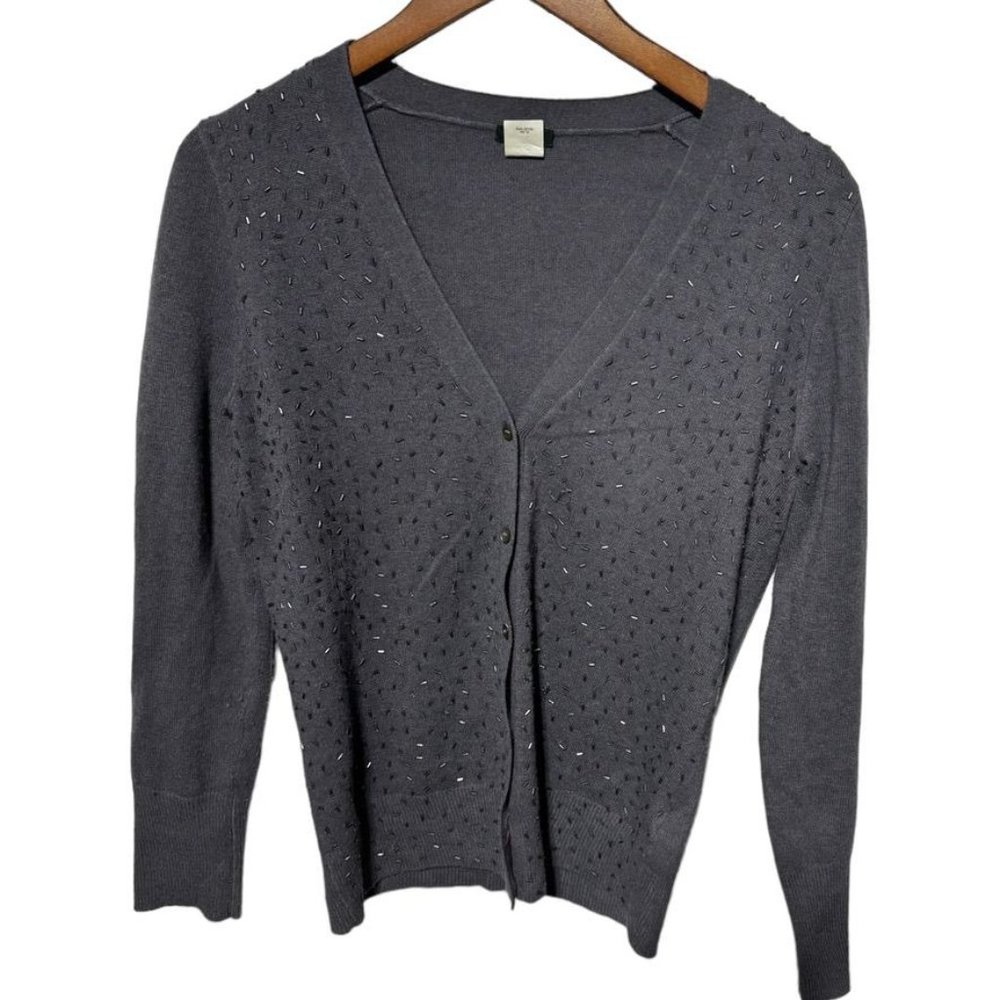 J. Crew Cashmere Blend Beaded Cardigan Size Medium
